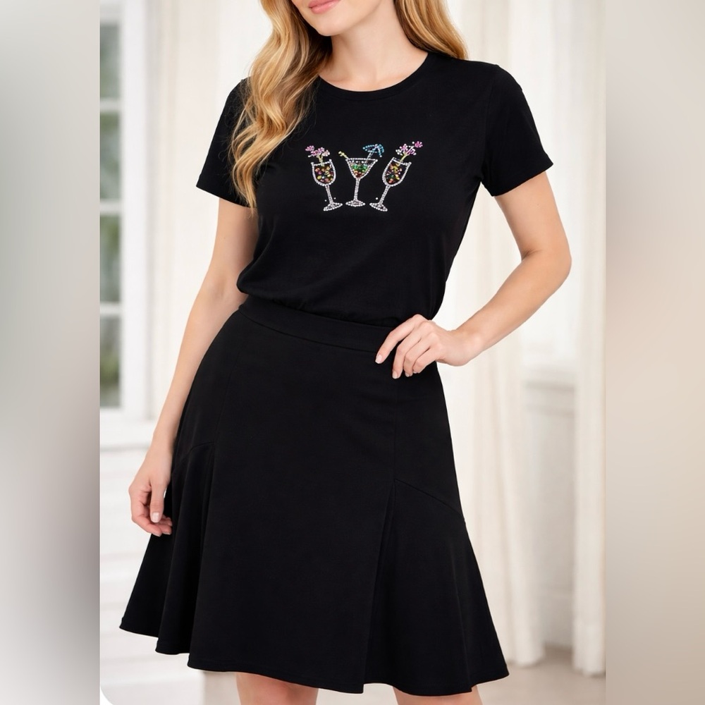 Michael Kors Flowy Black Midi Skirt
